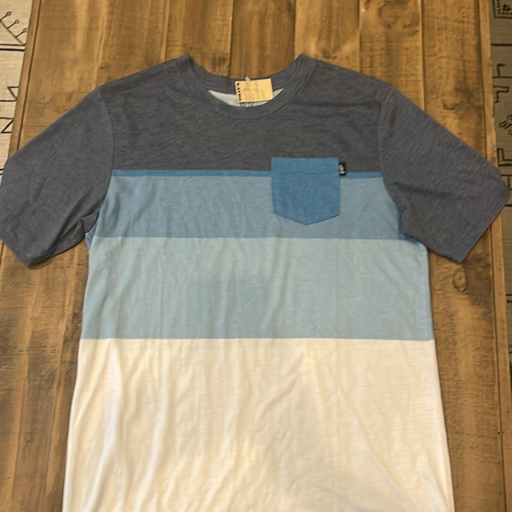 NWT GROM BOYS LARGE 10/12 BLUE SUPER SOFT STRIPED SHIRT